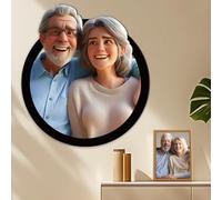 FCLYDER Personalized Cartoon Style 3D Photo Wood Frame - Custom Cartoon Portrait Photo Frame Sign - Anniversary Birthday Gift for Wedding Family Couple - Wall Art Decor