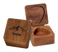 FCLYDER Personalized Guitar Pick Wooden Holder Custom Guitar Plectrum Box Engraved Name Guitar Picks Case Customized Guitar Pick Storage Guitar Accessory Gift for Guitarists