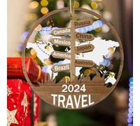 FCLYDER Personalized Travel Christmas Ornament - 2025 Custom Trip Xmas Tree Decoration - Customized Travel Adventures Keepsake - Holiday Party Hanging Decor Gifts for Travelers