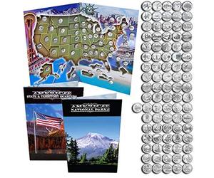 FCM State Quarters 1999-2009 & National Park Quarters 2010-2021 in a Map Book. Complete Set
