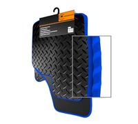 FCM - Tailored Rubber Car Mats - Fits Toyota Hilux Double Cab 2012-2015 - HEAVY DUTY 3mm - Anti Slip Mat - Waterproof & Durable Floor Protection - Blue Trim - 4 Piece Set - 2 Clips