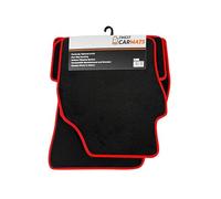 FCM - Tailored Velour Car Mats - Fits Hyundai iX35 2010-2025 - Premium - Anti Slip Mat - Waterproof & Durable Floor Protection - Red Trim - 4 Piece Set - 3 Clips