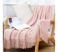 Fcmeavo Boho Fringed Microfibre Throw - Soft Breathable Bedspread & Sofa Throw, Quilted Lightweight Couch/Armchair Blanket, Hand-Wash Only, for Living Room & Bedroom(Rosa,130x180cm)