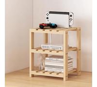 Fcmeavo Solid Wood HiFi Stand Printer Desk Media Console Storage Rack Compact Space-Saving Media Cabinet CD/DVD Holder Receiver Stand for Small Spaces End Table(Helle Farben,3-Schichtplatte)