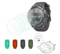 FCMEDZI SmartWatch Tempered Glass Screen Protector Compatible for COROS VERTIX 2S，protective film 2.5D 9H Hardness HD and Charging Dust Plug (Pack of 4+4)