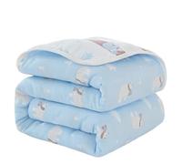 FCMWLKEJI Classic Kawaii Cotton Blanket, Breathable, Cool Bed Cover in Summer, Double Sofa Cover, Soft Gauze Towel Quilt(White,90x100cm)