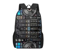 FCMWLKEJI Electronic Music DJ Controller Mixer School Bags Print Kids Backpack School Bags Black Bookbags for Teenage
