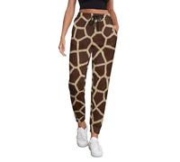 FCMWLKEJI Giraffe Print Pants Ladies Brown Animal Hippie Joggers Kawaii Trousers Big Size