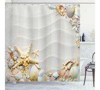 FCMWLKEJI Starfish Shower Curtain Seacoast with Sand with Colorful Various Seashells Tropics Aquatic Wildlife Theme Bathroom