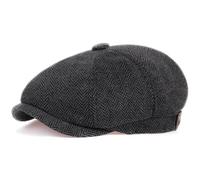 FCMWLKEJI Winter Flat Cap Wool Vintage Octagonal Hat Man Cabbie Hat Ear Hat Cap Irish Hunting Ear Flap Male Newsboy Cap Dark Grey