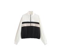 FCMWLKEJI Women Striped Front Zipper Jackets Vintage O-Neck Long Sleeves Female Lady Outfits