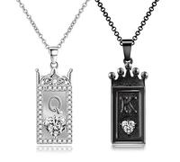 [Fcnjsao] 2 Pcs His Queen and Her King Necklace Valentine's Day Gifts for Boyfriend and Girlfriend Birthday Christmas Jewelry Set Couple Necklaces for Women