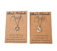 Fcnjsao for Sun Moon Friend Card Necklace European and for Creative Stainless Steel for Sun Moon Clavicle Chain 2 Piece