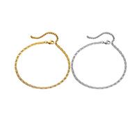Fcnjsao Set Of 2 Elegant Thin Chain Stainless Steel Handchain Jewelry For Men And Women Versatile Party Accessory