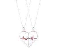 Fcnjsao Women's Necklace Two Souls Heart Pendant Necklaces for Couple 2Pcs for Creative Magnet Couples Necklace Sweater Chain