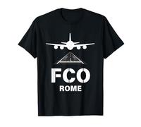 FCO Airport Rome, Italy Airplane Landing on Runway T-Shirt