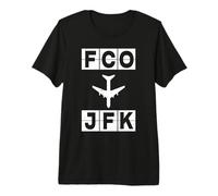 FCO to JFK Airplane Route Rome New York Premium T-Shirt