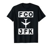 FCO to JFK Airplane Route Rome New York T-Shirt