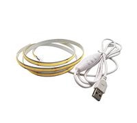 FCOB COB LED Strip Lights USB Powered 6.56 ft 640 LEDs Warm White 3000 K Dimmable 90+ High CRI 5V 7W/m Flexible High Density for TV Backlight PC Bedroom Kitchen Home DIY Decoration