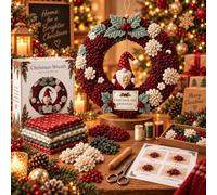 FCOFDRS Christmas Wreath Making Kit, 3D Fabric Poke Wreath Diy Kit, Fabric Poke Art for Adults, Make Your Own Festive Christmas Wreath Decorations, Indoor Home Wall Fireplace Gift (Gnome)
