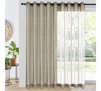 Fcoise 120" Extra Wide Semi-Sheer Grommet ains | Faux Linen Light Filtering Window Drapes for Doors, Kitchens, Closets, Patios - 2 Panels, 84" Length, Rock Grey