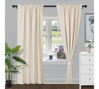 Fcoise Extra Wide Sand Beige Blackout Curtain Panel 150" W x 96" L Linen Drapes with Rod Pocket/Back Tab Perfect for Sliding Glass Doors Room Divider Garage Patio
