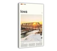 FCOJE Introduction to American Cities, Iowa Tourism Canvas Art Poster And Wall Art Picture Print Modern Family Bedroom Decor Frame 12x18inch