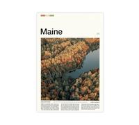 FCOJE Introduction to American Cities, Maine Tourism Canvas Art Poster And Wall Art Picture Print Modern Family Bedroom Decor Unframe 16x24inch