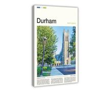 FCOJE Introduction to American Cities, North Carolina, Durham Travel Canvas Art Poster And Wall Art Picture Print Modern Family Bedroom Decor Frame 20x30inc