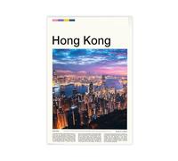 FCOJE Introduction to Asian International Cities, China,Hong Kong Tourism Canvas Wall Art Print Poster For Home School Office Decor Unframe 24x36inch