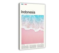 FCOJE Introduction to Asian International Cities, Indonesia Tourism Art Wall Decoration Poster Family Bar Restaurant Garage Cafe Art Sign Gift Frame 12x18in