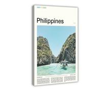 FCOJE Introduction to Asian International Cities, Philippines Travel Canvas Art Poster And Wall Art Picture Print Modern Family Bedroom Decor Frame 12x18inc