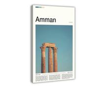 FCOJE Introduction to Cities in The Middle East, Amman Tourism Canvas Art Poster And Wall Art Picture Print Modern Family Bedroom Decor Frame 20x30inch