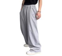FCOOLYEET Mens Baggy Sweatpants Y2k Track Pants Drawstring Yoga Gym Workout Pants Wide Leg Long Pants Streetwear, Gray, Large