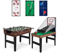 FCOUMY 5 in 1 Multi Game Table,Combo Sports Game Table for Kids Pool Table, Foosball Table,Table Tennis Table,Air Hockey and Basketball with All Accessory Great Gift for Kids (4ft, 1.2m)