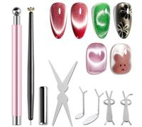 Fcozpjk Cat Eye Magnet for Nails, 8PCS Magnet Tool Set Pink Double-Head Nail Magnetic Pen for Glassy Cateye Gel Polish Heart Rabbit Flowers French Tips Stick Home Manicure DIY Nail Tech Must Have