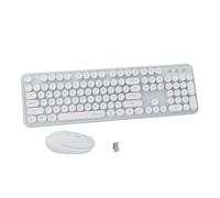 FCPLU x UBOTIE Colorful Wireless Keyboard and Mouse Combo, Full-Sized Office Keyboard with Typewriter Flexible Keys, 2.4GHz Dropout-Free Connection, Optical Mouse for PC Laptop(Green White)