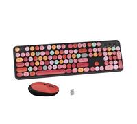 FCPLU x UBOTIE Colorful Wireless Keyboard and Mouse Combo, Full-Sized Office Keyboard with Typewriter Flexible Keys, 2.4GHz Dropout-Free Connection, Optical Mouse for PC Laptop(Black Colorful)