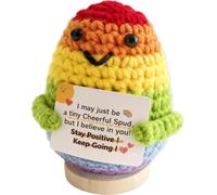 FCpoipoi Inspirational Gift, Handmade Emotional Positive Crochet Potato, Crochet Doll Cheer Up Gift for Women Friends Coworker Classmate Sister Parties, Birthday Present (Tiny Cheerful Rainbow Spud)
