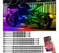 FCPVHOY 12PCS Motorcycle RGB Led Light Kit Waterproof Multi-Color Motorcycle Led Underglow Kit with APP Control for Harley Davidson Honda Kawasaki Suzuki