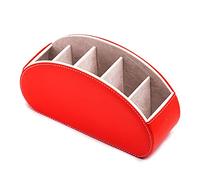 FCSHFC Creative Remote Control Holder, Living Room Cell Phone Remote Ompartments Holder, Office Desktop Tidy PU Leather Makeup Organizer (Color : Red)