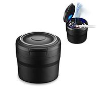 Fcslvy Car Ashtray, Detachable Easy Clean with LED Light, Self-Extinguishing, Black