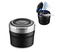 Fcslvy Car Ashtray, Detachable Easy Clean with LED Light, Self-Extinguishing, Grey
