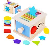 FCSONU Toddler Montessori Shape Coin Box Toys for 1 2 3 Year Old Girls Boys | 3in1 Cause and Effect Toys|Baby Toys|Learning Colour Sorting Sensory Toys, Kid Easter Christmas Birthday Gifts Present 12-18M