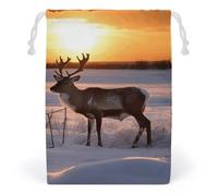 FCTVSKLN Storage Bags Deer on Snowfield in Sunrise Printed Makeup Bag Reusable Bags Toy Bag Toiletry Organizer Multipurpose Bags, style, 12*18cm, Modern