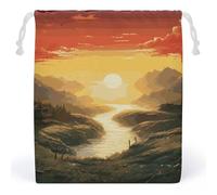 FCTVSKLN Storage Bags Makeup Bag Reusable Bags Toy Rising Sun Printed Bag Toiletry Organizer Multipurpose Bags Suitable Cosmetics Headphones Jewelry, style, 20*25cm, Modern