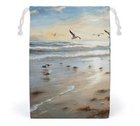 FCTVSKLN Storage Bags The Beach with Sea Birds Printed Makeup Bag Reusable Bags Toy Bag Toiletry Organizer Multipurpose Bags, style, 12*18cm, Modern