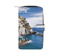 FCTVSKLN Wallet for Men Coin Purse Card Case Zipper Cinque Terre Scenery Printed Wallet Multi Credit Card Holder Purse for Men Women, style, 19.7x11x3.5cm, Casual