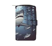 FCTVSKLN Wallet for Men Coin Purse Card Case Zipper Funny Sharks Design Printed Wallet Multi Credit Card Holder Purse for Men Women, style, 19.7x11x3.5cm, Casual