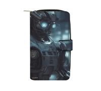 FCTVSKLN Wallet for Men Coin Purse Card Case Zipper Future Robot Printed Wallet Multi Credit Card Holder Purse for Men Women, style, 19.7x11x3.5cm, Casual